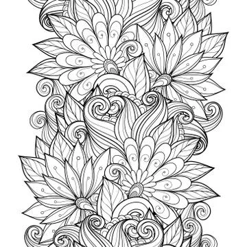 Vector Seamless Monochrome Floral Pattern イラスト素材
