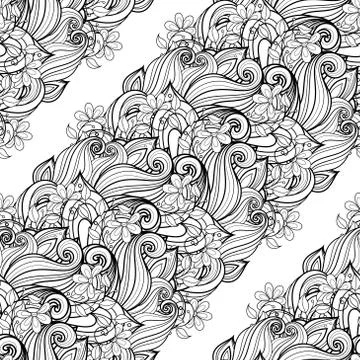 Vector Seamless Monochrome Floral Pattern イラスト素材