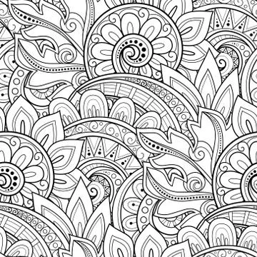 Vector Seamless Monochrome Floral Pattern Illustrazione stock