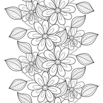 Vector Seamless Monochrome Floral Pattern Illustrazione stock
