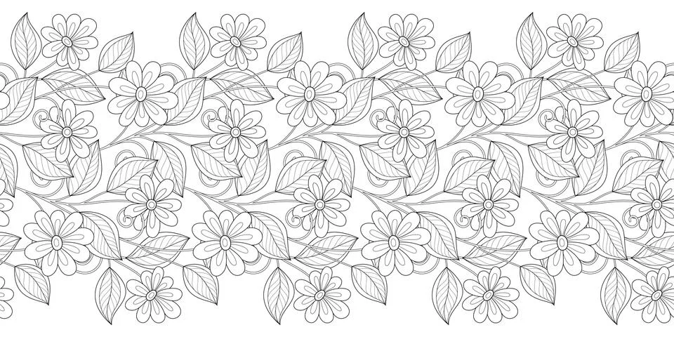 Vector Seamless Monochrome Floral Pattern Illustrazione stock