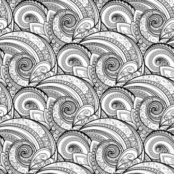 Vector Seamless Monochrome Floral Pattern Illustrazione stock