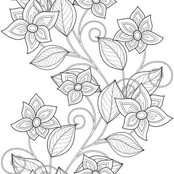 Vector Seamless Monochrome Floral Pattern Illustrazione stock