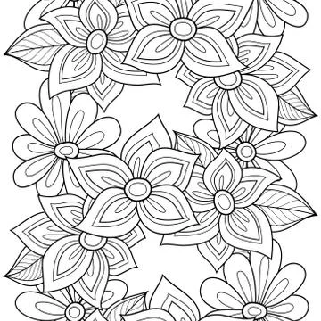 Vector Seamless Monochrome Floral Pattern Stock Illustration