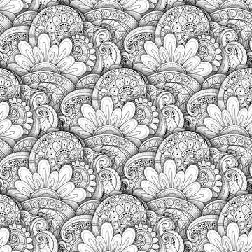 Vector Seamless Monochrome Floral Pattern イラスト素材