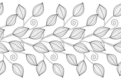 Vector Seamless Monochrome Floral Pattern Stock Illustration