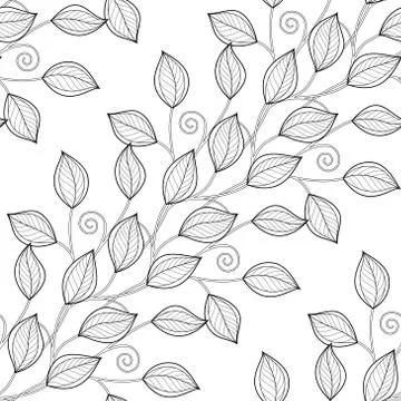 Vector Seamless Monochrome Floral Pattern Illustrazione stock