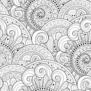 Vector Seamless Monochrome Floral Pattern Stock Illustration