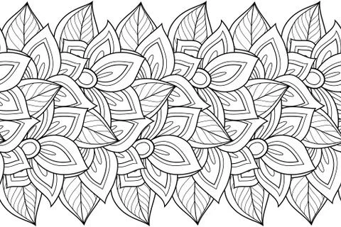 Vector Seamless Monochrome Floral Pattern Stock Illustration
