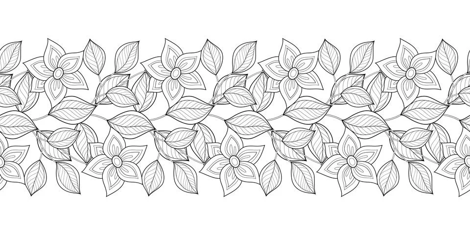 Vector Seamless Monochrome Floral Pattern Stock Illustration