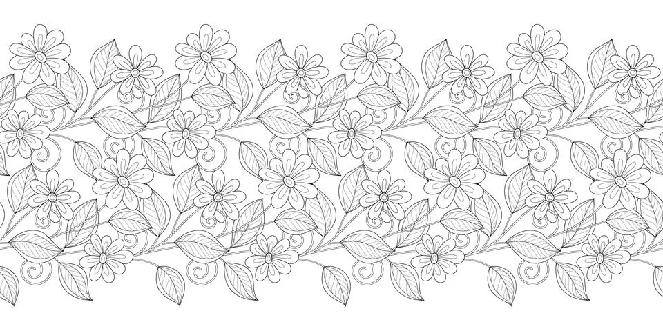 Vector Seamless Monochrome Floral Pattern Illustrazione stock