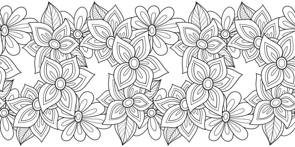 Vector Seamless Monochrome Floral Pattern Illustrazione stock
