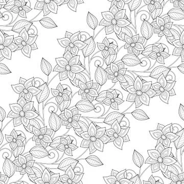 Vector Seamless Monochrome Floral Pattern イラスト素材