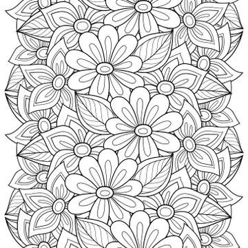 Vector Seamless Monochrome Floral Pattern イラスト素材