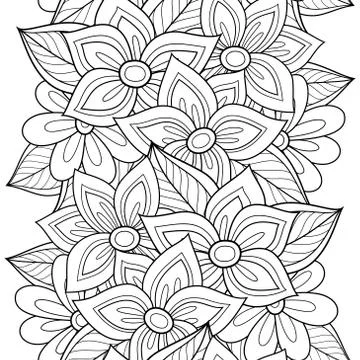 Vector Seamless Monochrome Floral Pattern Stock Illustration