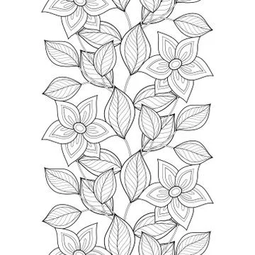 Vector Seamless Monochrome Floral Pattern Illustrazione stock