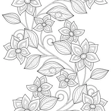 Vector Seamless Monochrome Floral Pattern Stock Illustration