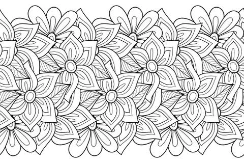 Vector Seamless Monochrome Floral Pattern Illustrazione stock