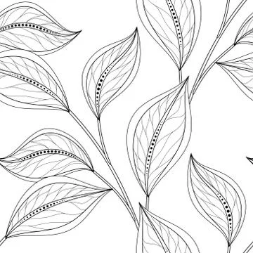 Vector Seamless Monochrome Floral Pattern Stock Illustration