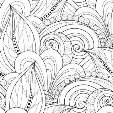 Vector Seamless Monochrome Floral Pattern Stock Illustration