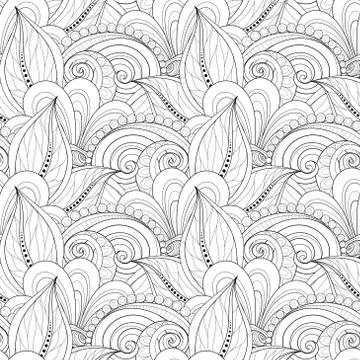 Vector Seamless Monochrome Floral Pattern イラスト素材