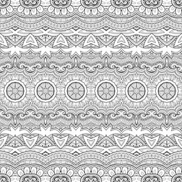 Vector Seamless Monochrome Ornate Pattern Stock Illustration