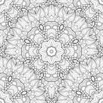 Vector Seamless Monochrome Ornate Pattern Illustrazione stock