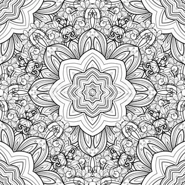 Vector Seamless Monochrome Ornate Pattern Stockillustratie