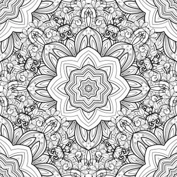 Vector Seamless Monochrome Ornate Pattern Illustrazione stock