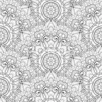 Vector Seamless Monochrome Ornate Pattern 스톡 일러스트