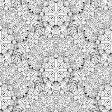 Vector Seamless Monochrome Ornate Pattern Illustrazione stock