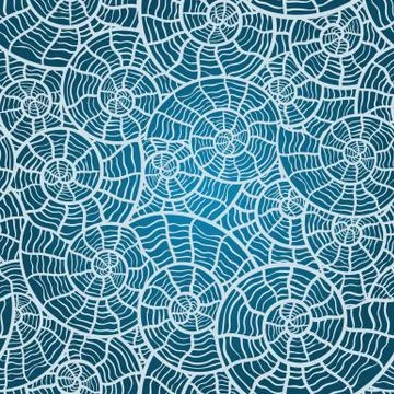 Vector seamless monochrome pattern with sea shells 스톡 일러스트