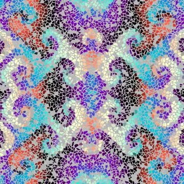 Vector seamless mosaic art pattern. Art background. Stock Illustration
