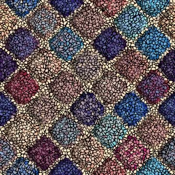 Vector seamless mosaic art pattern. Art background. Stock Illustration