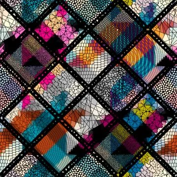 Vector seamless mosaic art pattern. Art background. Stock Illustration