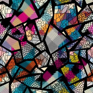 Vector seamless mosaic art pattern. Art background. Stock Illustration