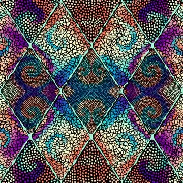 Vector seamless mosaic art pattern. Art background. Stock Illustration