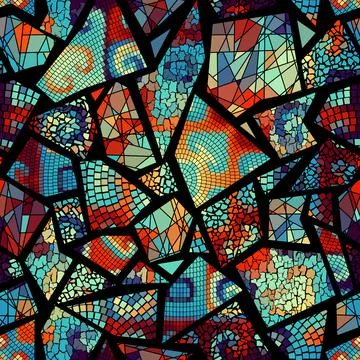 Vector seamless mosaic art pattern. Art background. Stock Illustration