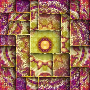 Vector seamless mosaic art pattern. Art background. Stock Illustration