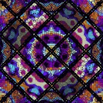 Vector seamless mosaic art pattern. Art background. Stock Illustration