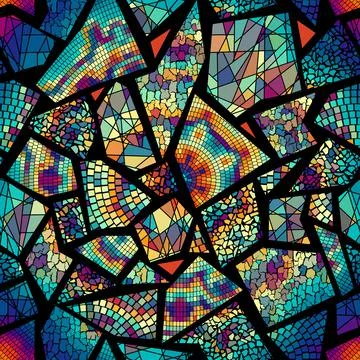 Vector seamless mosaic art pattern. Art background. Stock Illustration