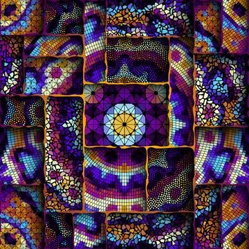 Vector seamless mosaic art pattern. Art background. Stock Illustration