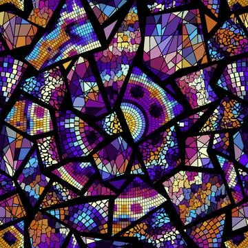 Vector seamless mosaic art pattern. Art background. Stock Illustration