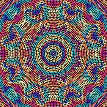 Vector seamless mosaic art pattern. Art background. Mandala image Stock Illustration
