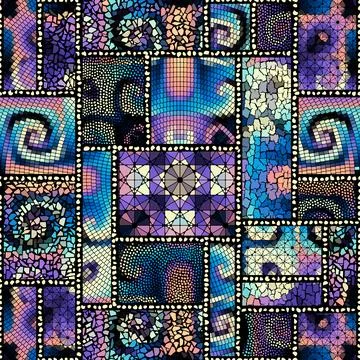 Vector seamless mosaic art pattern. Art background. Stock Illustration