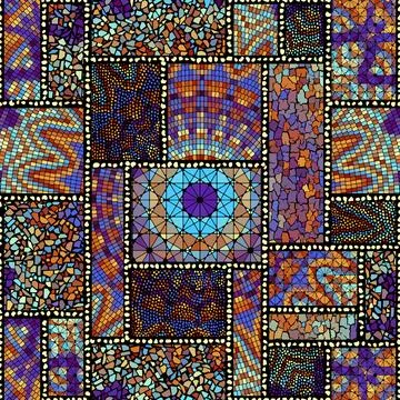 Vector seamless mosaic art pattern. Art background. Stock Illustration