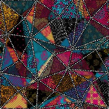 Vector seamless mosaic art pattern. Art background. Stock Illustration