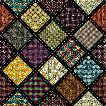 Vector seamless mosaic art pattern. Art background. Stock Illustration