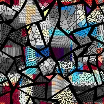 Vector seamless mosaic art pattern. Art background. Stock Illustration