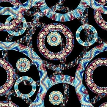 Vector seamless mosaic art pattern. Art background. Stock Illustration